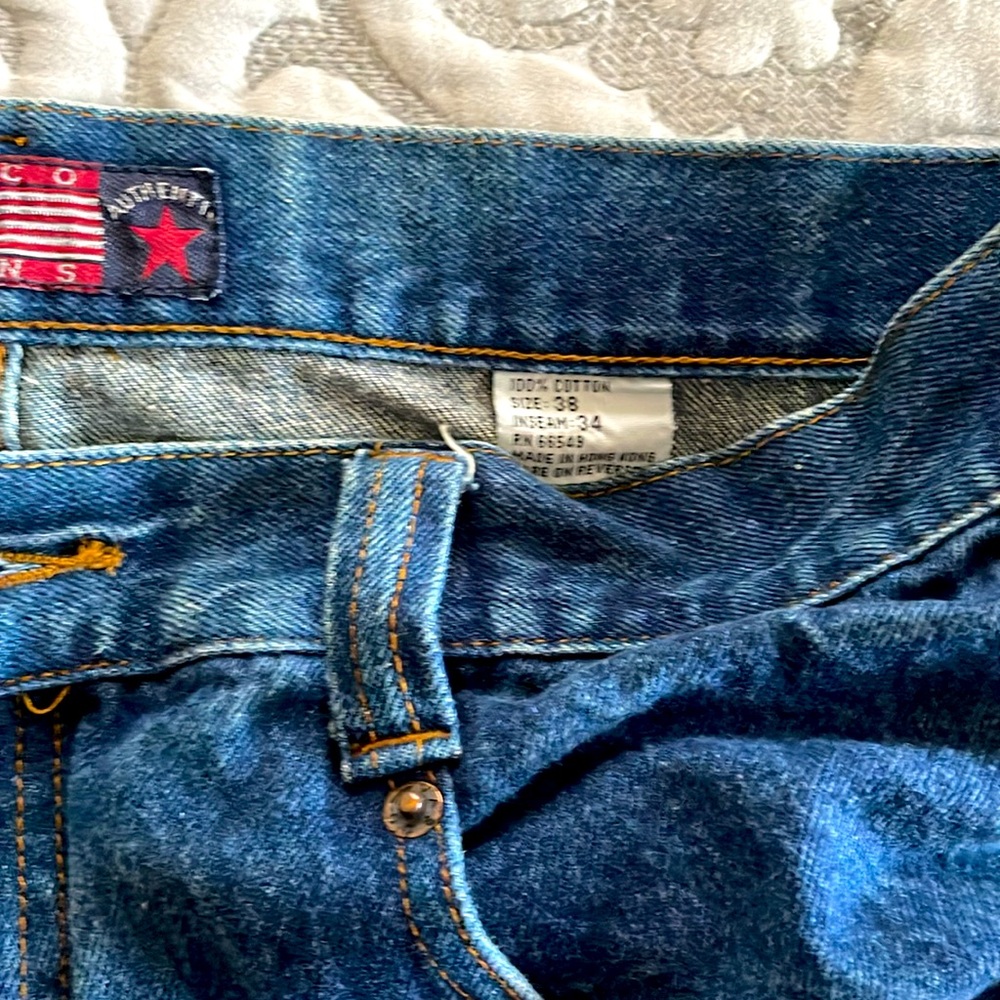 Men’s jeans, 38 Waist, 34 Length, Gray Striped down the legs - Picture 2 of 4